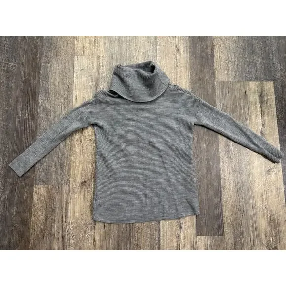Adrienne Vittadini 100% Extra Fine Merino Wool Cowl Neck Ribbed Sweater Gray S - Picture 5 of 5